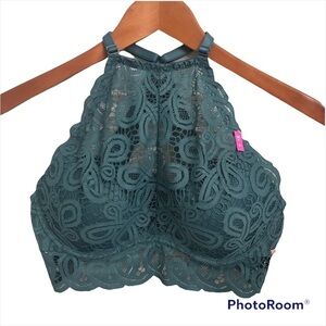 NWT PINK VICTORIA SECRET / High Neck Push up Razor Back Lace Bralette Size M
